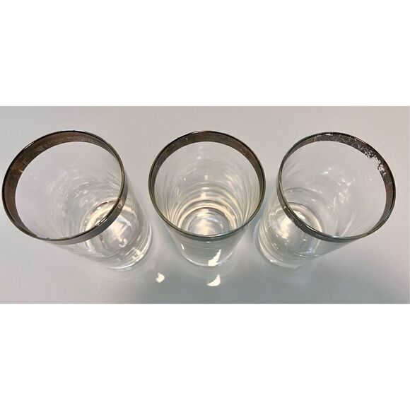 Lot of 3 Dorothy Thorpe Silver Rim Highball Glasses Ice Tea Drinking Glasses - Picture 6 of 10